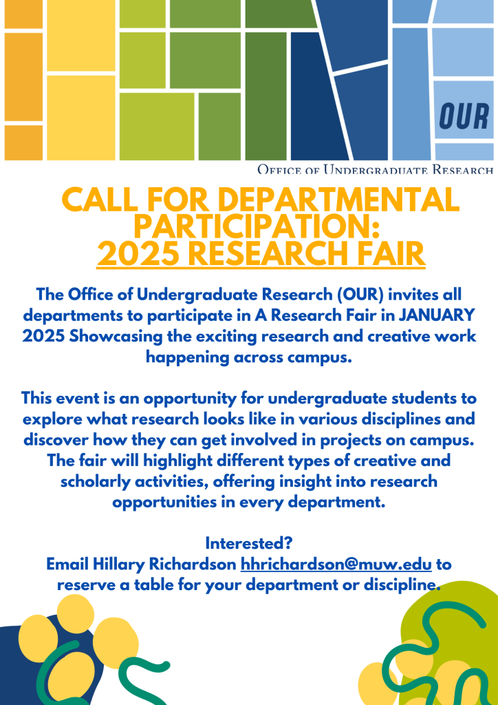 colorful flyer with text about research fair event