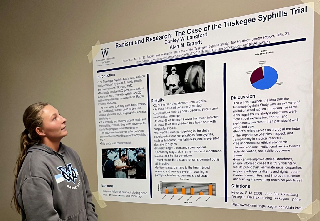 A BS400 student summarizes and presents her poster.